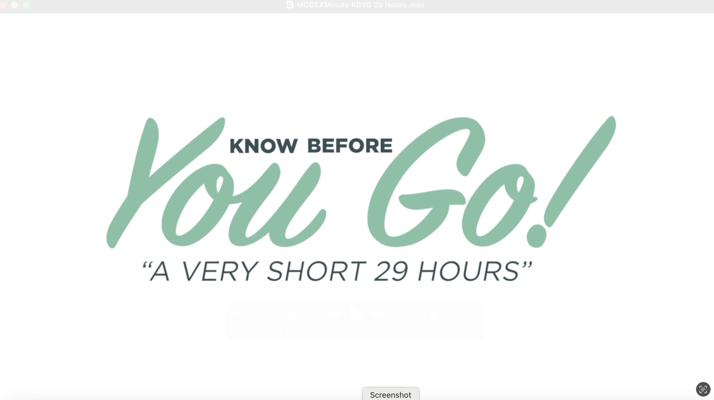 Graphic with text saying "Know Before You Go!" and the subtitle "A Very Short 29 Hours"