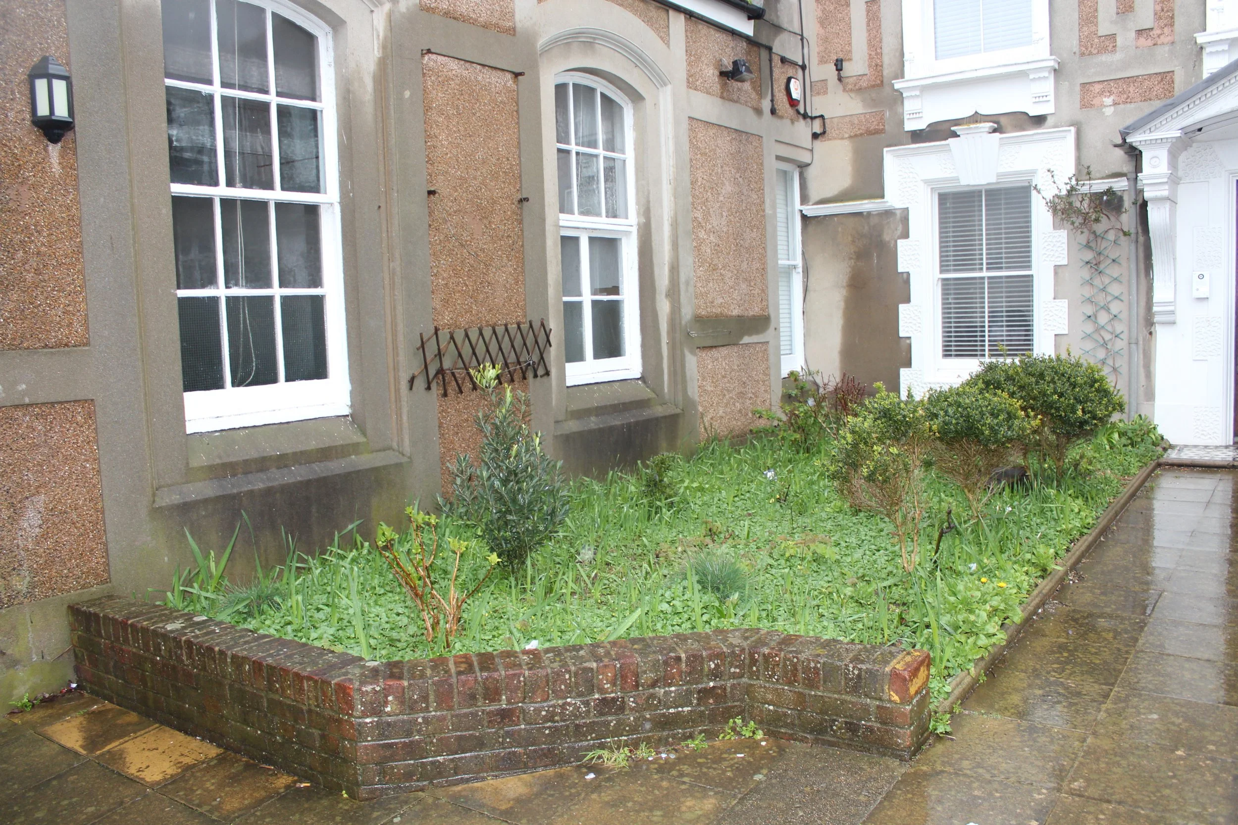 The garden area immediately outside the Parish Hall
