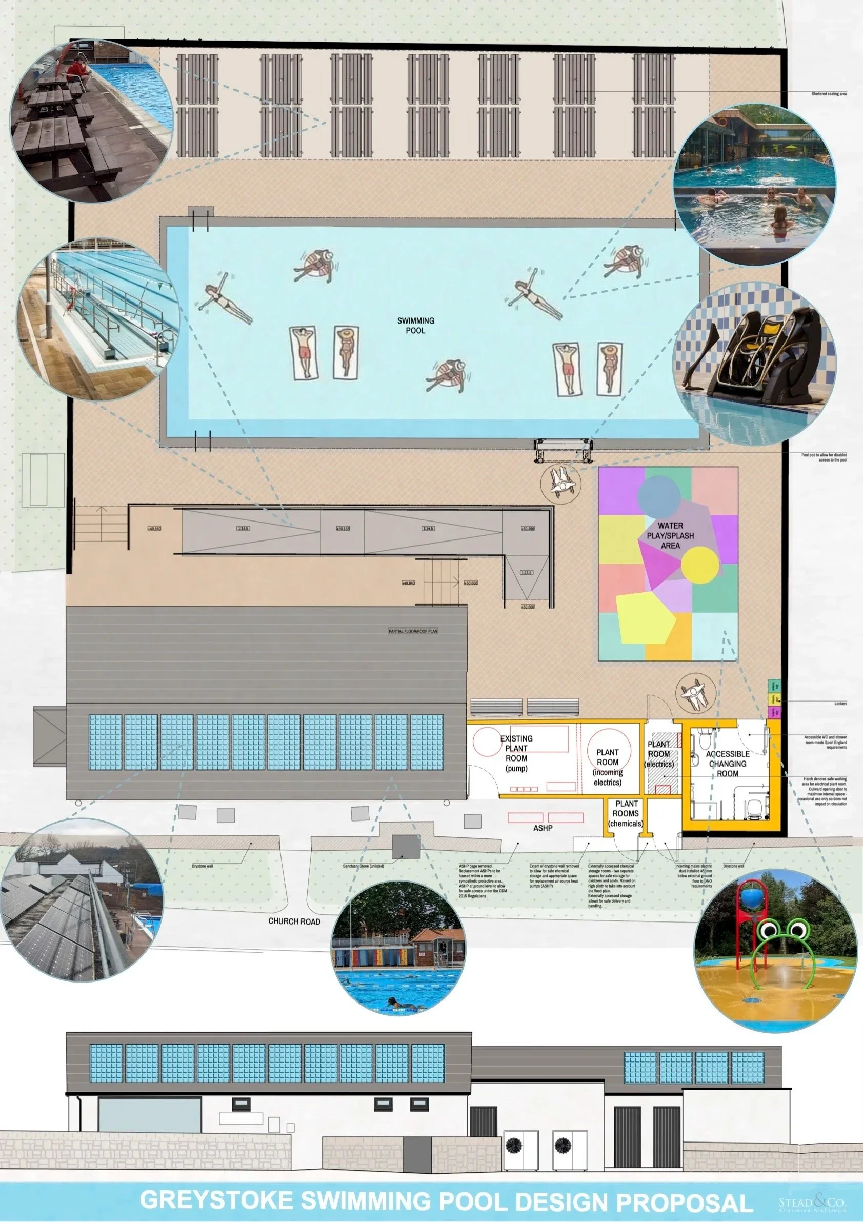 A concept proposal for Greystoke pool showing a splashpad