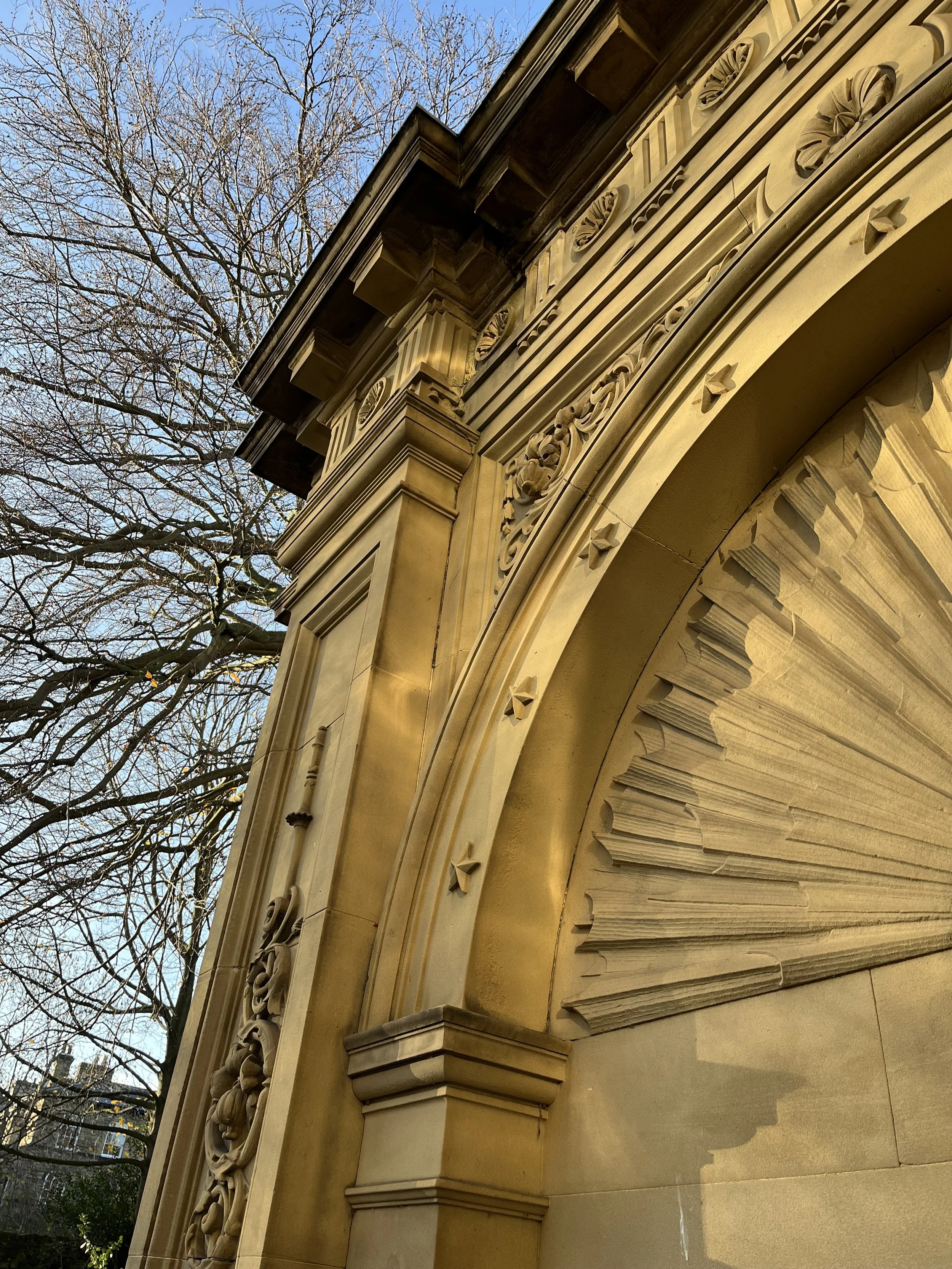 Detail of the corner of the Salts family mausoleum