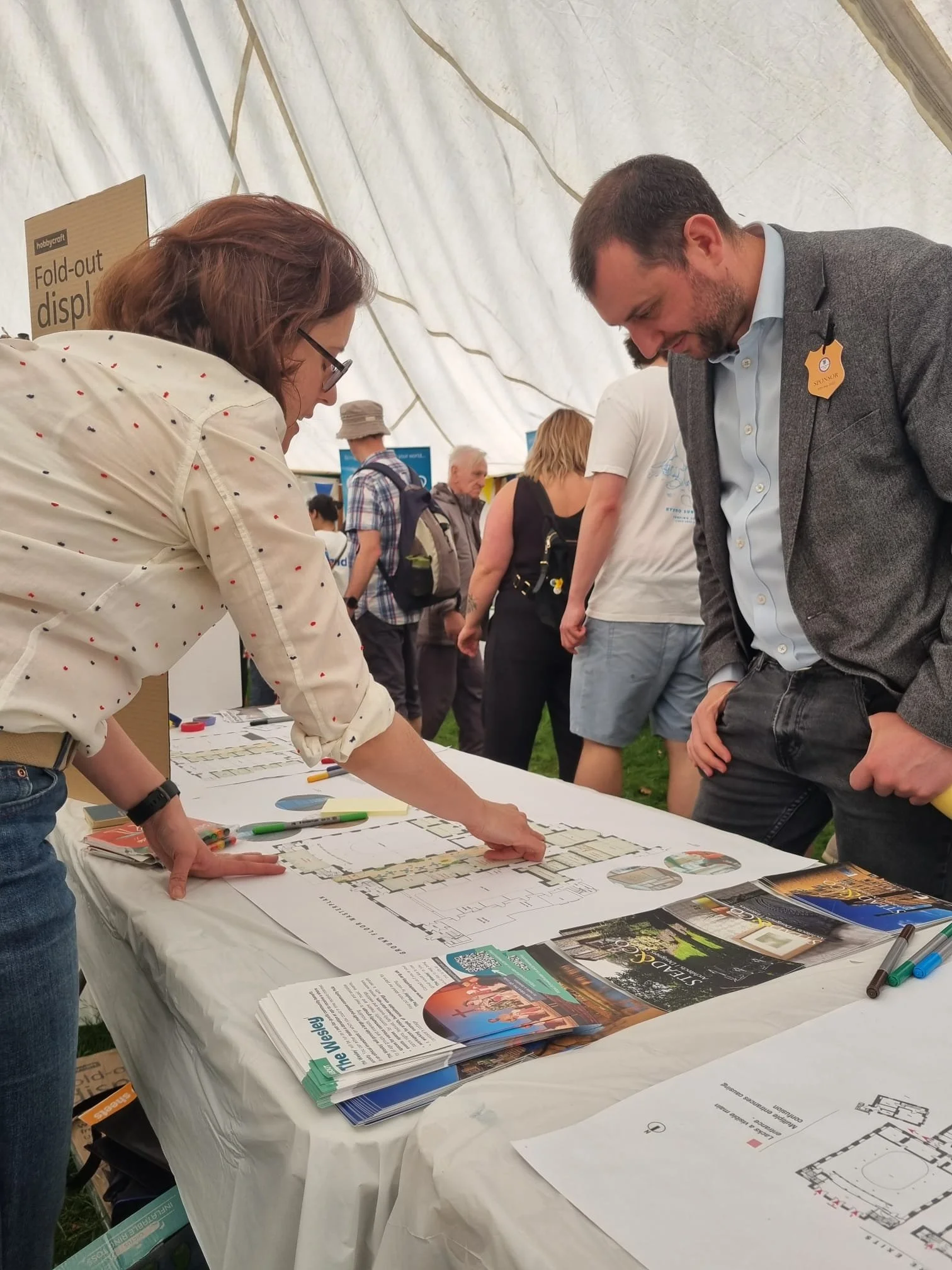 Explaining proposals and gathering feedback at Otley Show for Otley Common