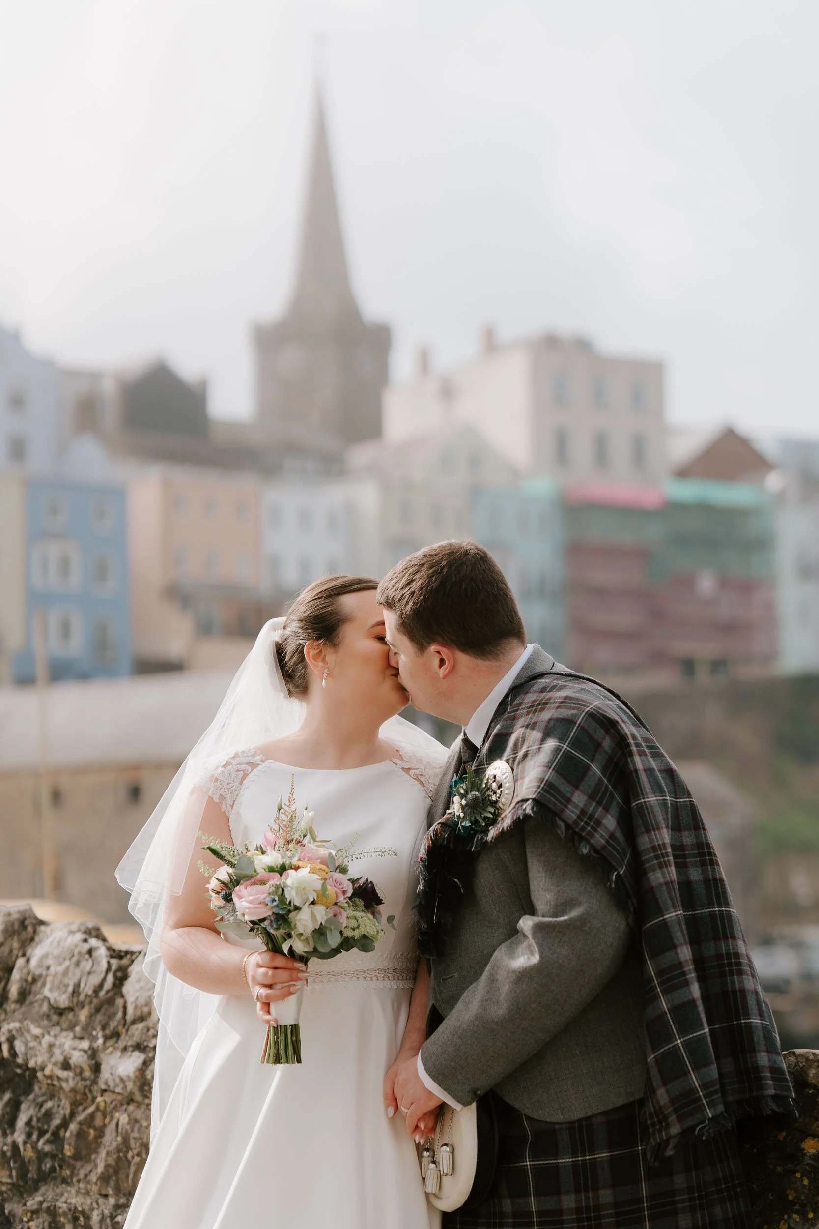 Tenby wedding photography couple portrait by the harbour