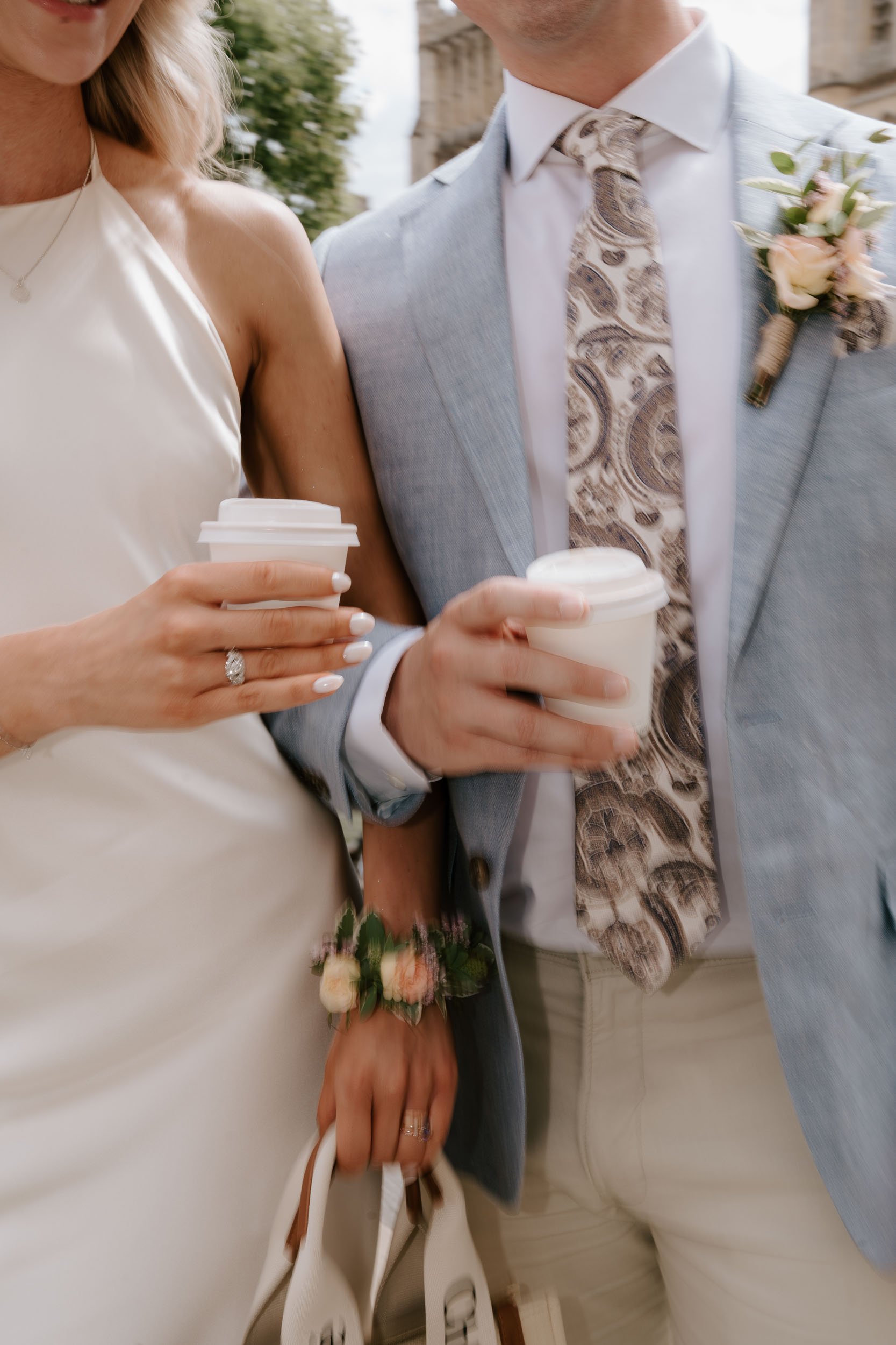 Couple coffee moment wedding morning detail relaxed candid