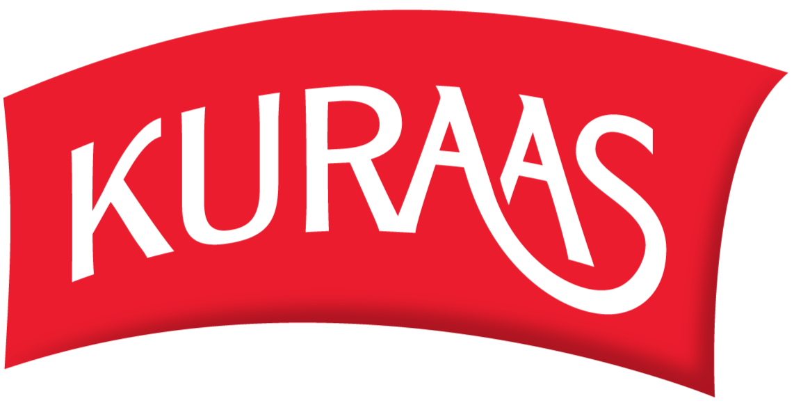 En reklameskilt med teksten "KURAS" på en rød bakgrunn.