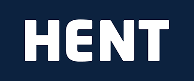 En knapp med teksten 'HENT' på en mørk blå bakgrunn.
