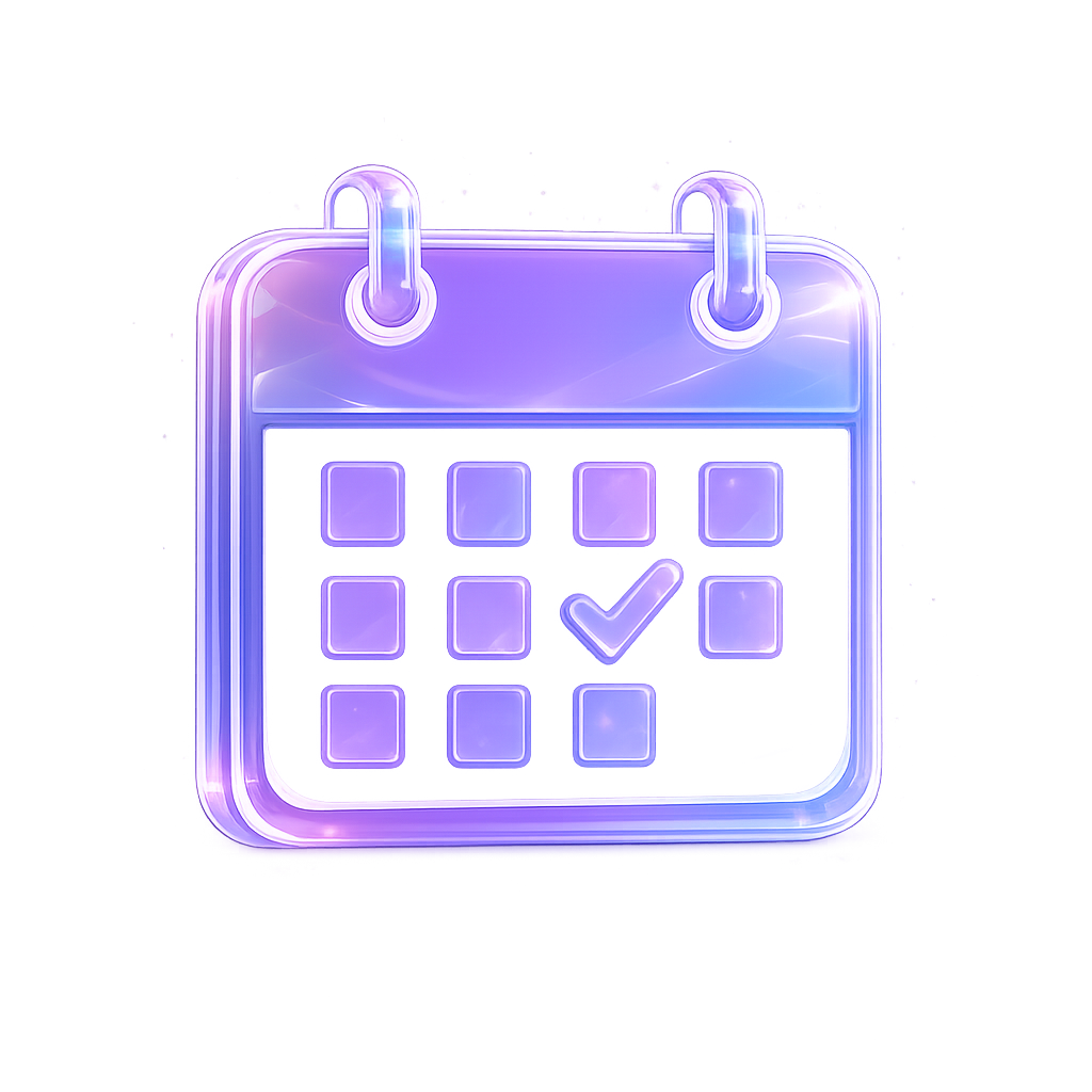 Neon-illustration af en kalender med en markeret dato.