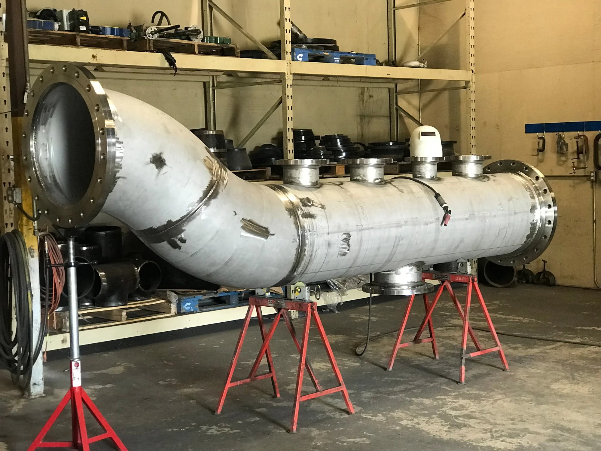 large pipe in an industrial shop
