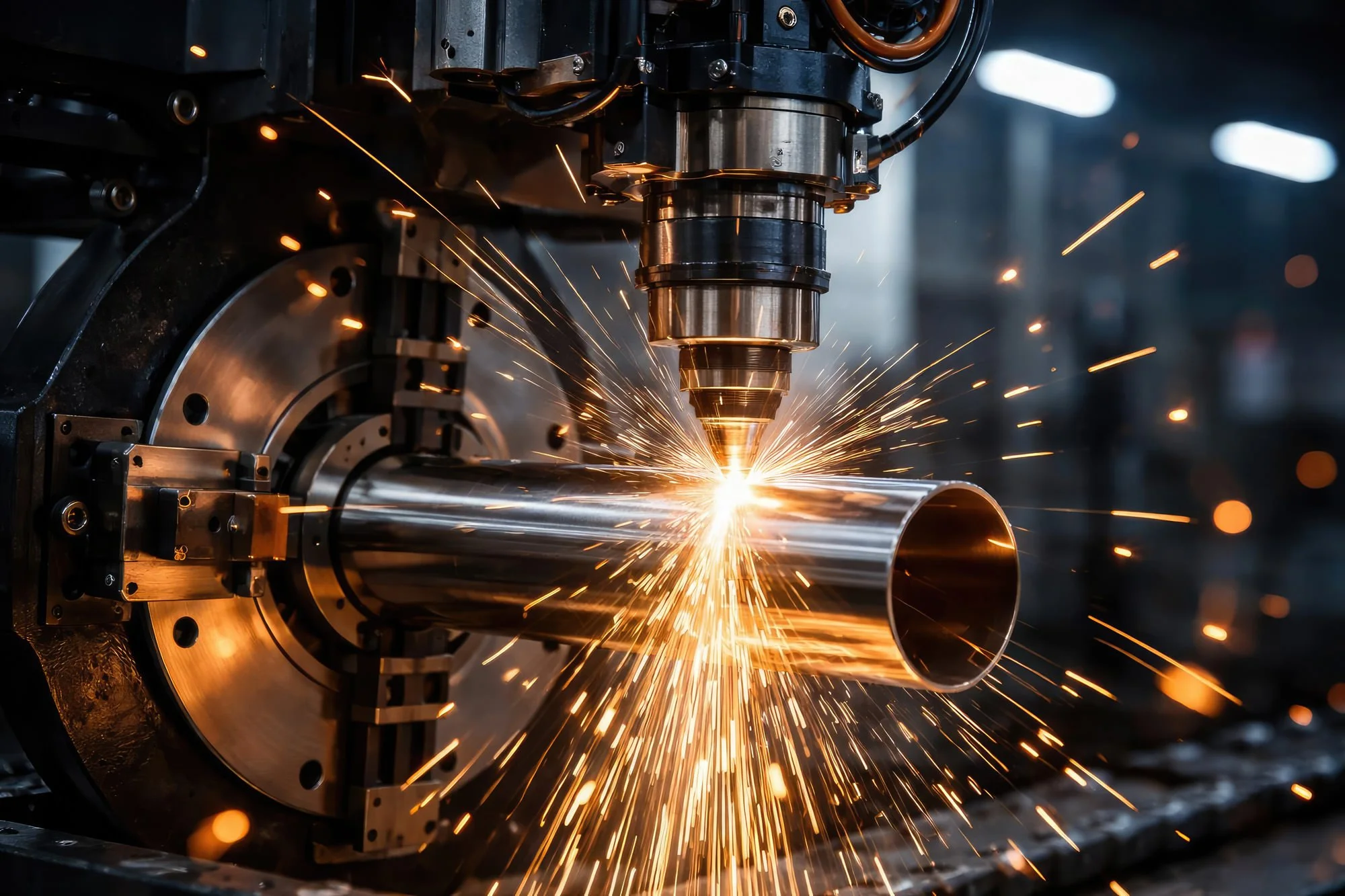 plasma cutting machine cutting pipe