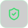 Shield icon with check mark inside a green outline