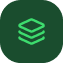 Green icon with stacked white lines representing a document or brochure.