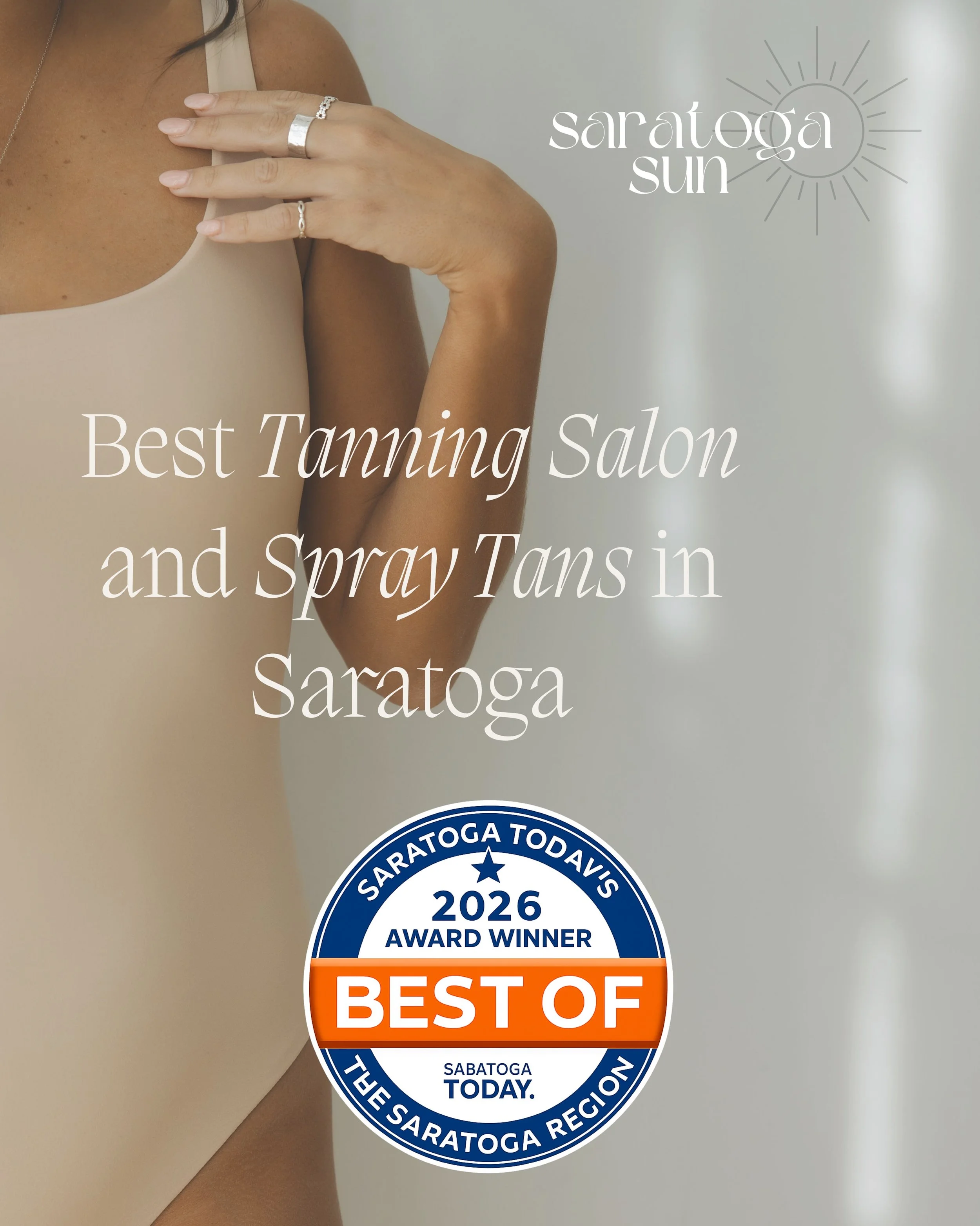 Back to back 🤍✨

Saratoga Sun was voted 2026 Best Tanning Salon &amp; Best Spray Tans in Saratoga for the second year in a row in Saratoga TODAY! @saratogatodaynewspaper 

Thank you to every client who books appointments, recommends us to friends, t