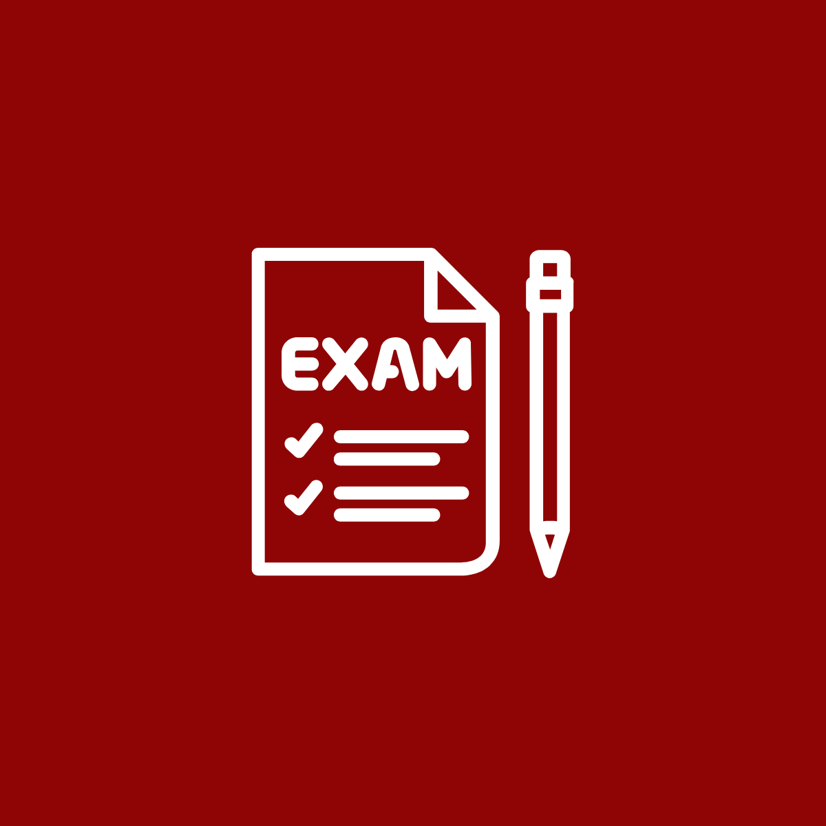 Icona di un foglio con scritto "Esame" e due checkmark, accompagnato da una penna