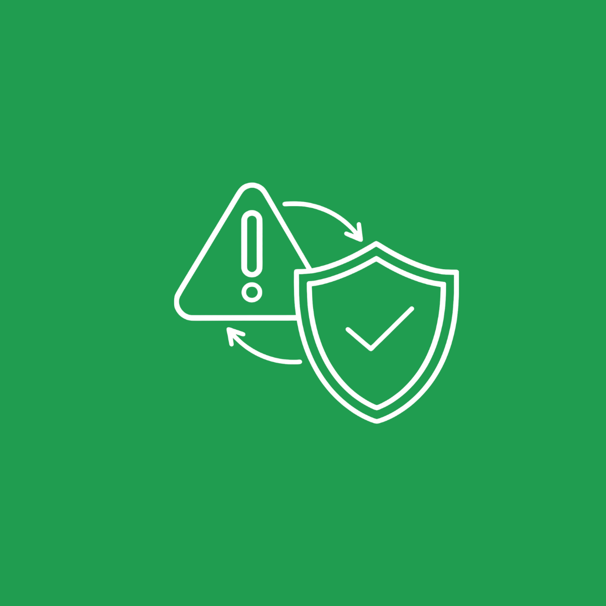 Icona con un triangolo con punto esclamativo e una scudo con una spunta, simboleggia sicurezza e protezione contro i rischi.