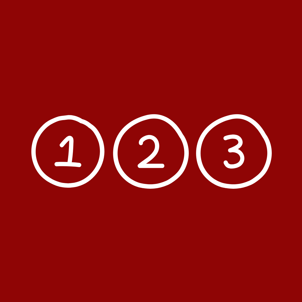 Tre cerchi con i numeri 1, 2 e 3 al centro, su sfondo rosso scuro.