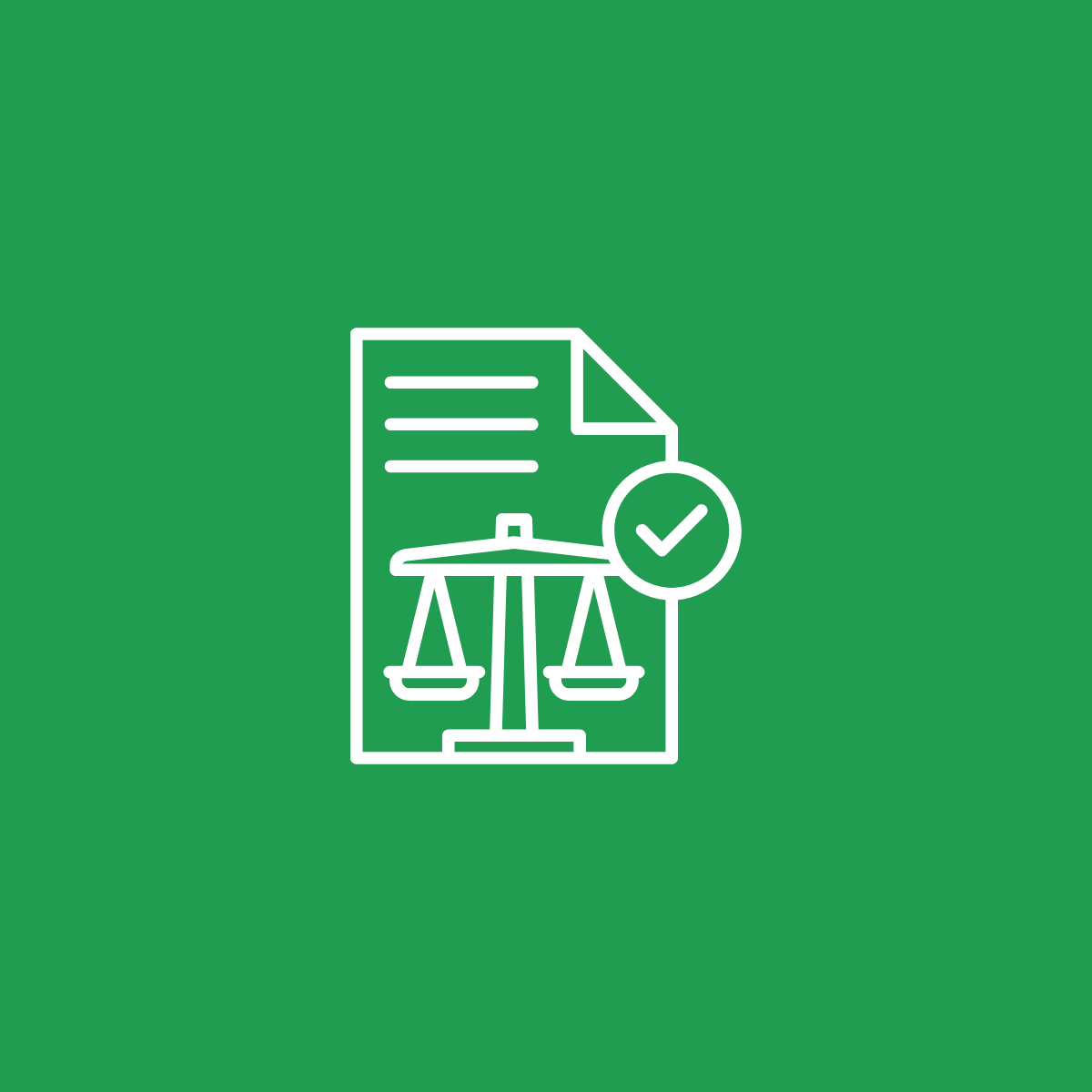 Icona di un documento con bilancia e un segno di spunta, simbolo di approvazione o conformità