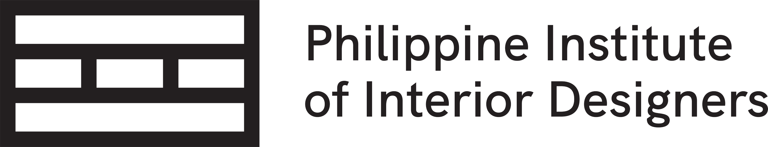 Logo of the Philippine Institute of Interior Designers featuring a stylized building icon and the organization name.