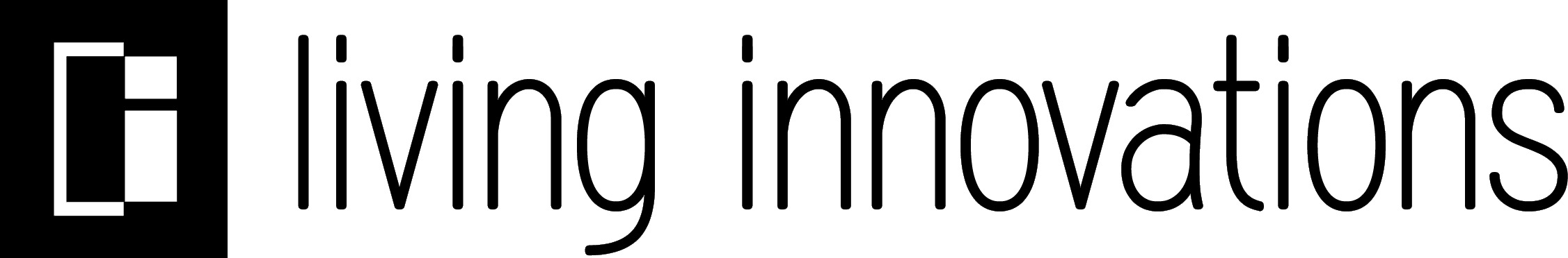 The Living Innovators logo in black and white.