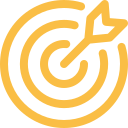 A target with concentric circles and an arrow hitting the bullseye