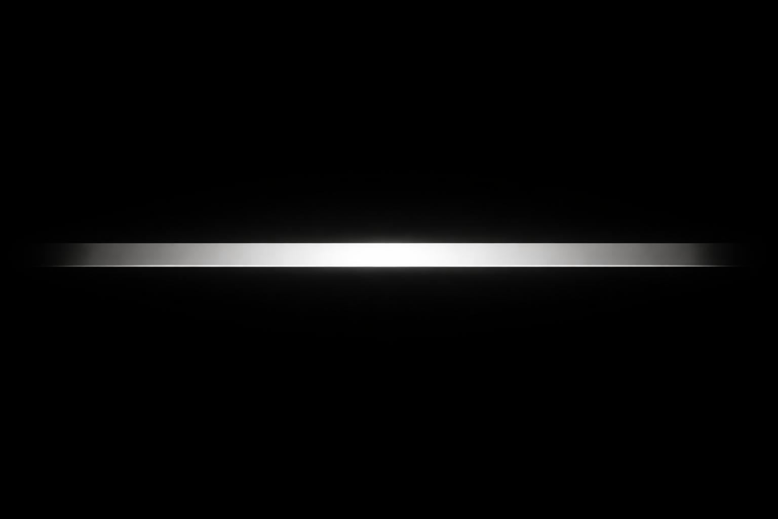 A sleek, black background with a horizontal beam of white light in the center.