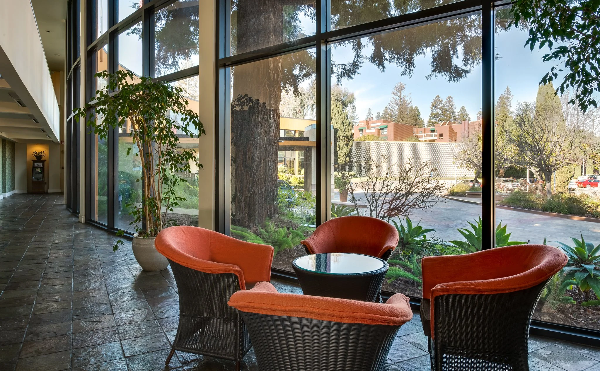 Seating area in Palo Alto apartment complex