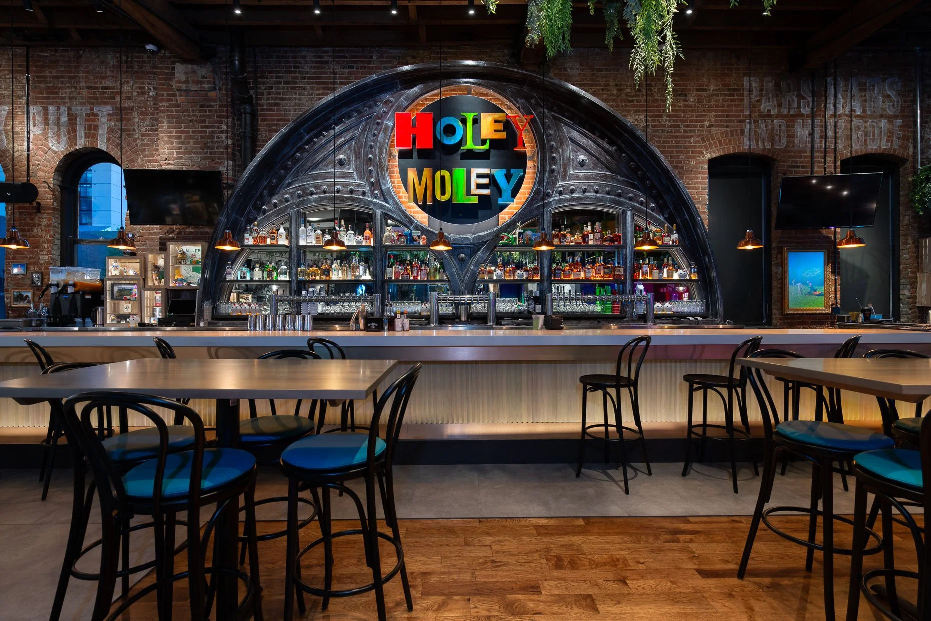 Bar in Holey Moley indoor golf area