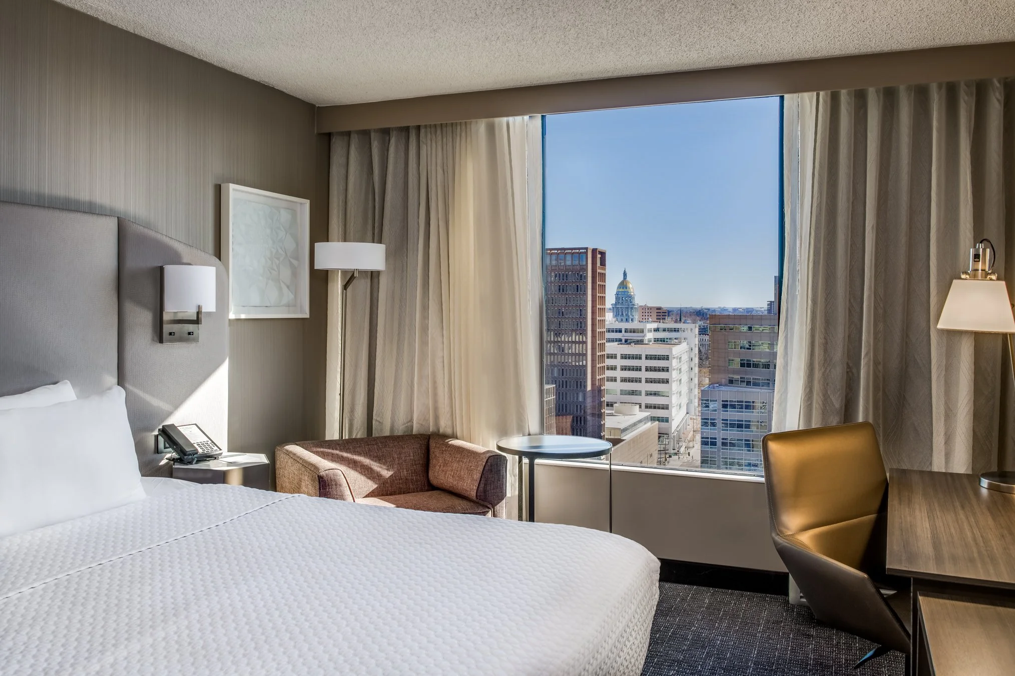 Hotel room in Denver with view of capital