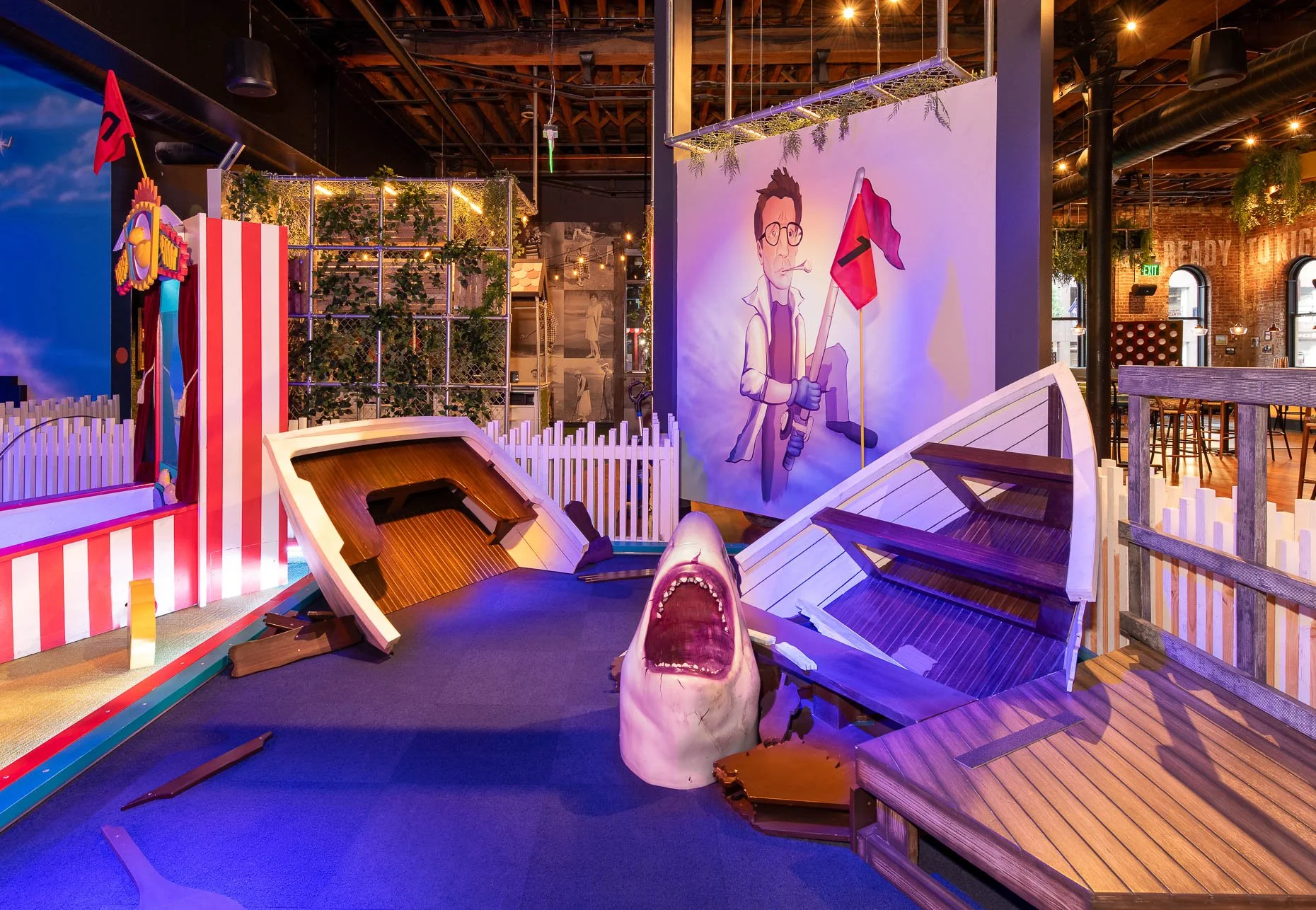 Detail of indoor golf hole 