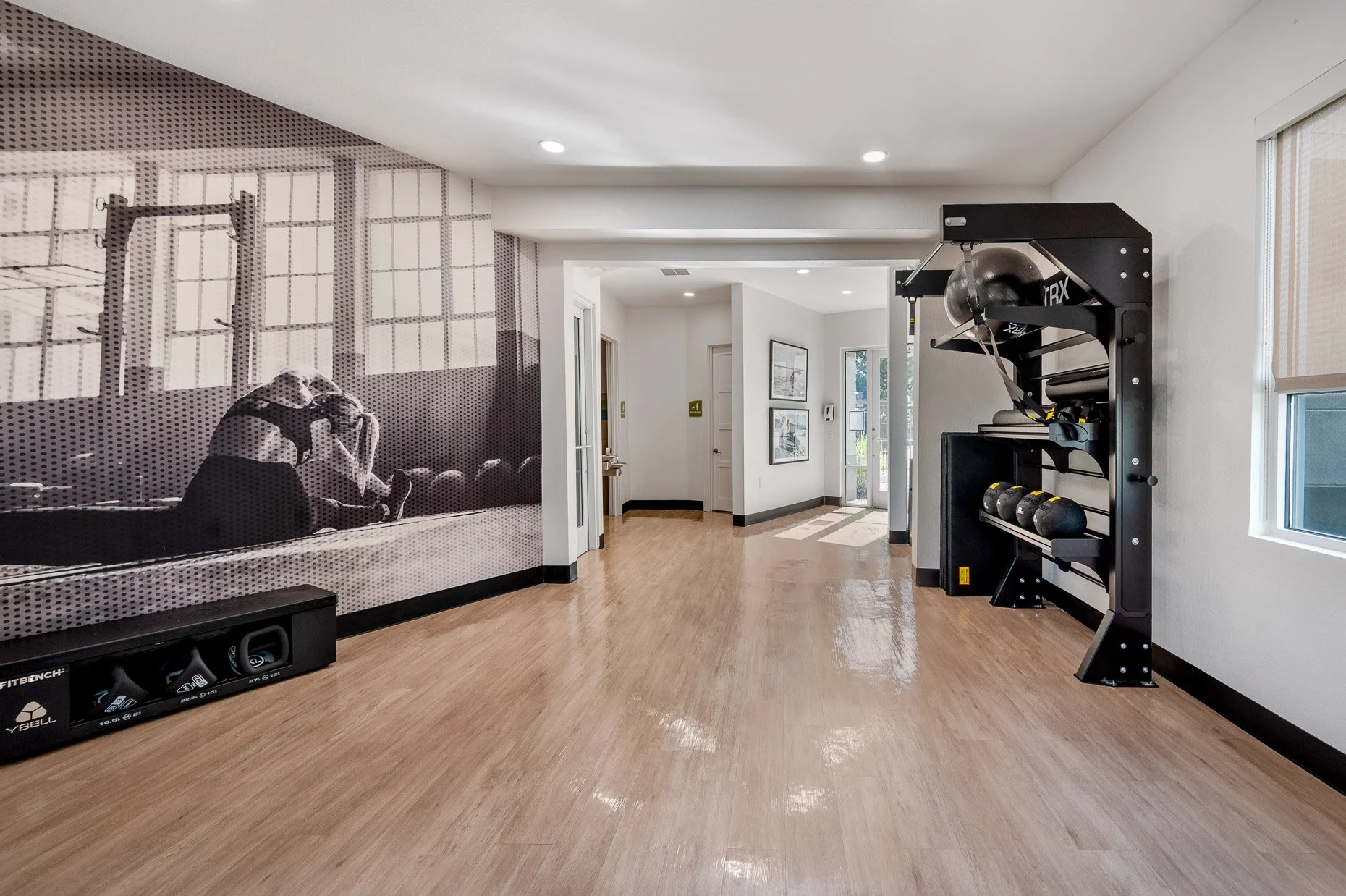 Yoga and gym area in multi-family complex