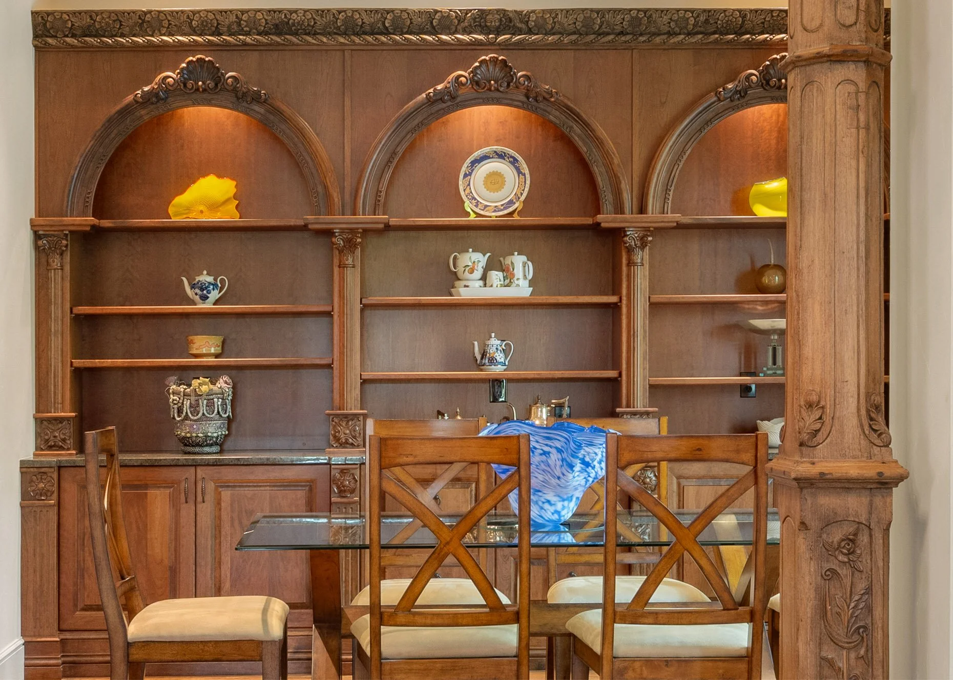 Imported carved wood and pillars for dining room design. (Copy)