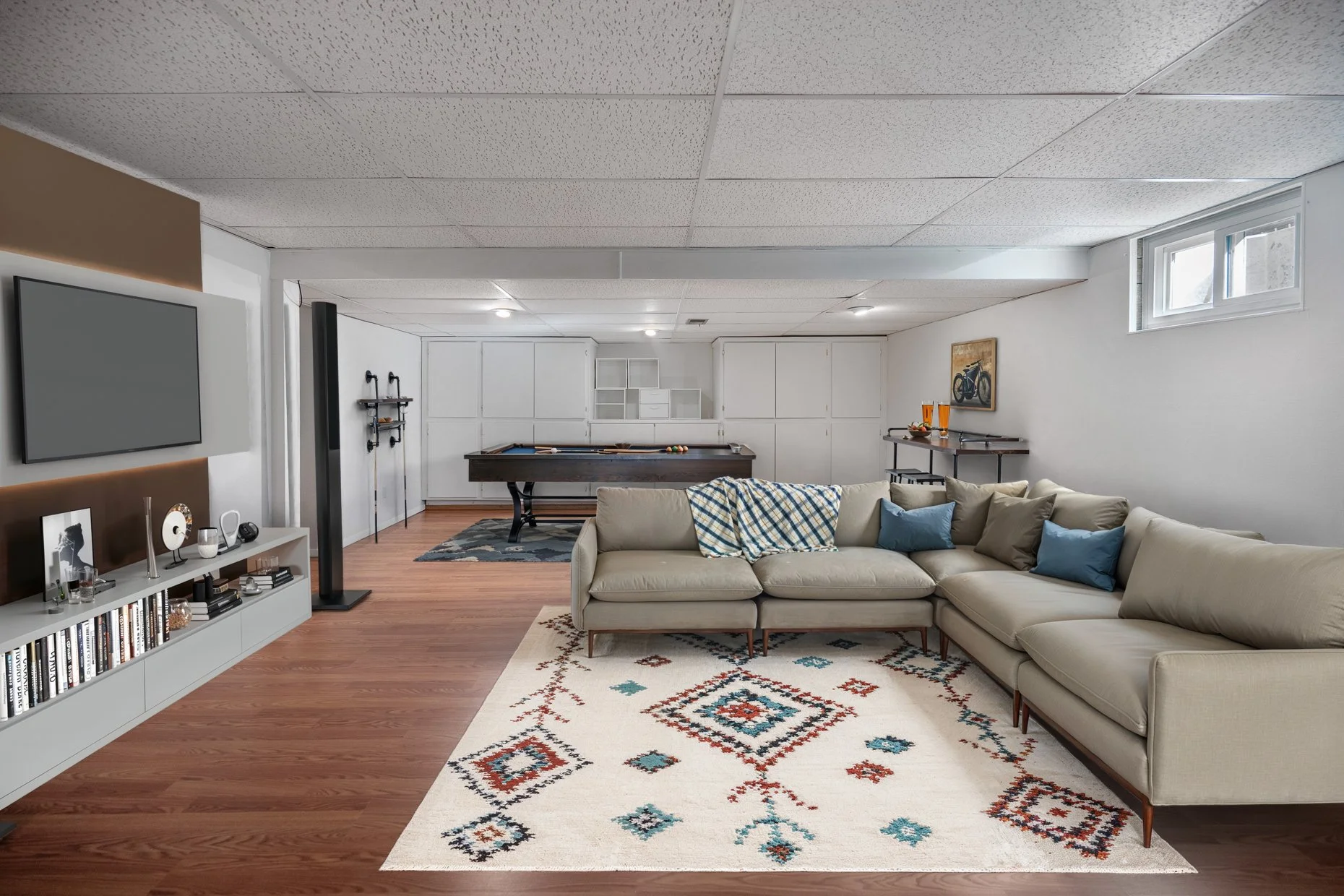 Virtually staged basement