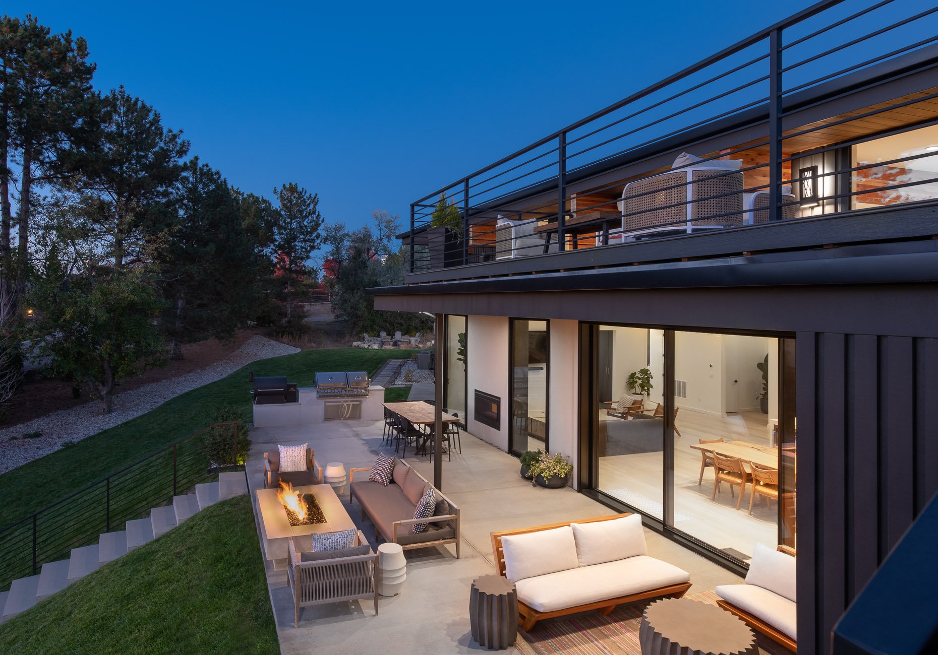 Dusk photo of Spec House Designer Stonecloud Builders