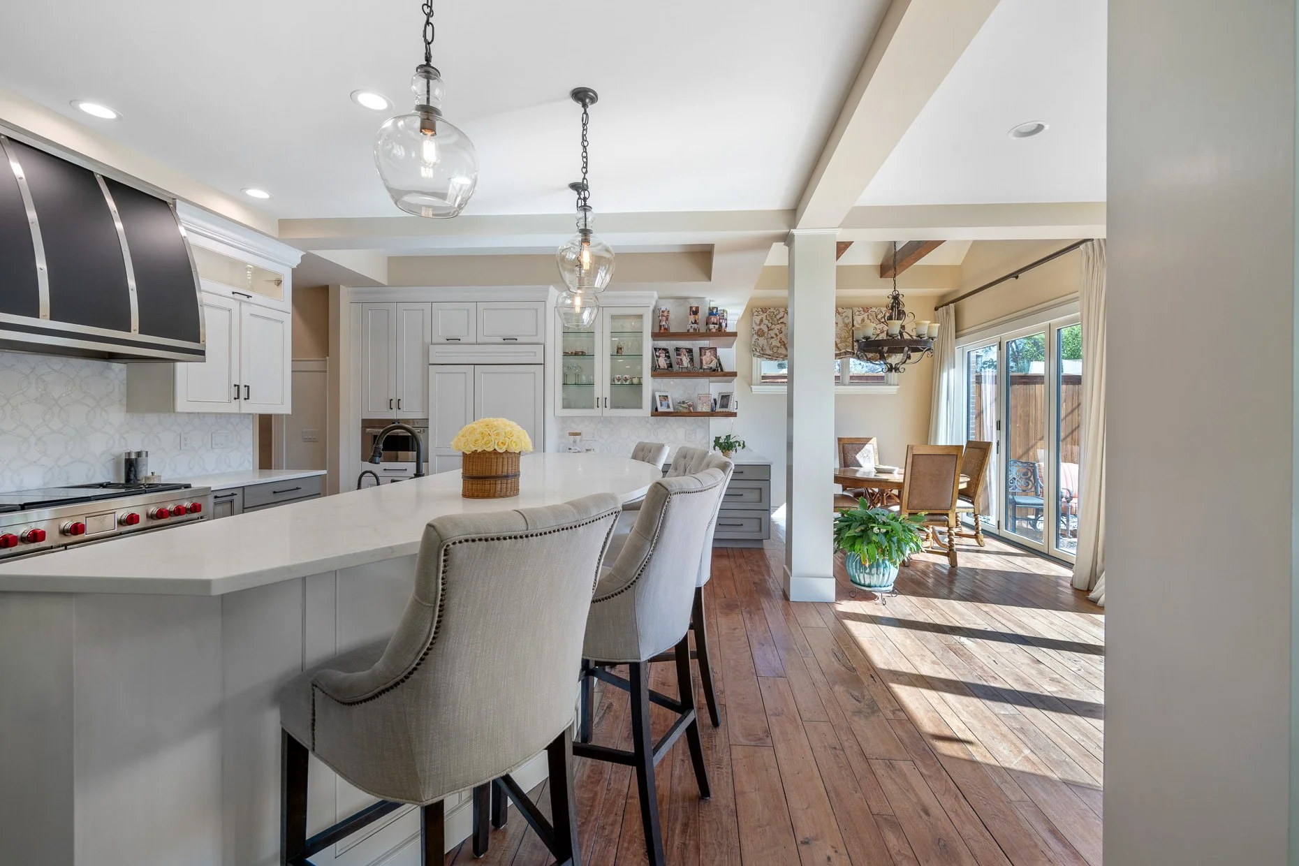 Kitchen redesign with eat-in area and Wolfe Stove