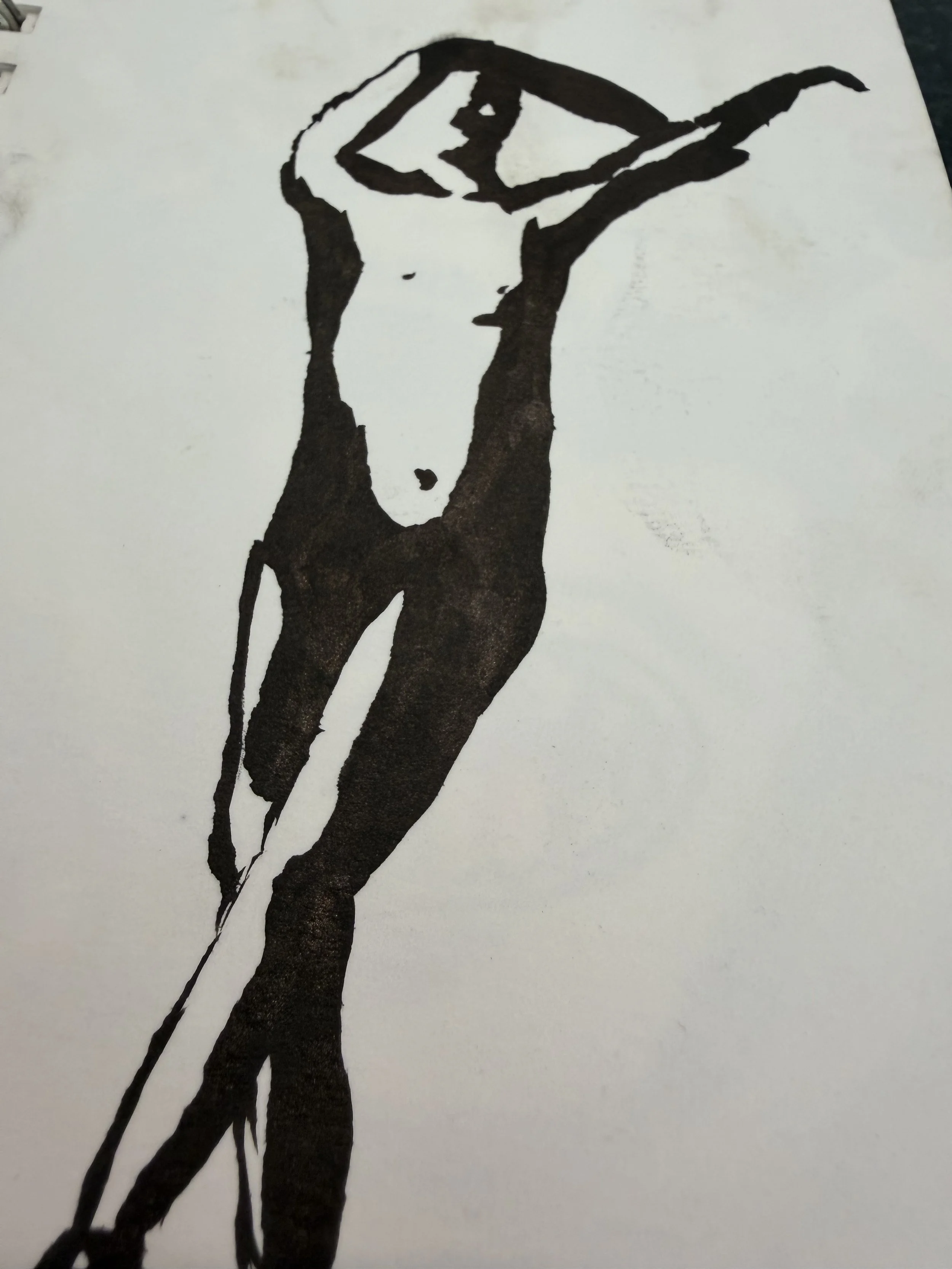 Quick observational gesture drawings in marker