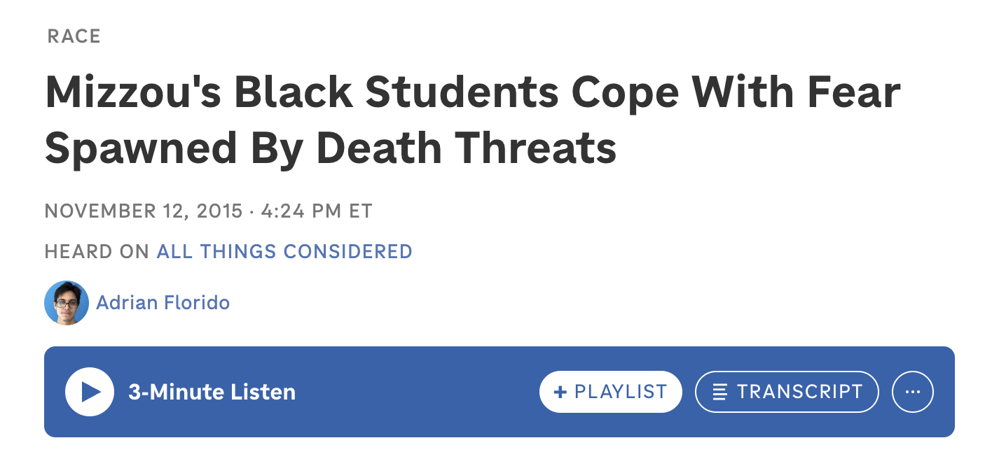 Mizzou's Black Students Cope With Fear Spawned By Death Threats