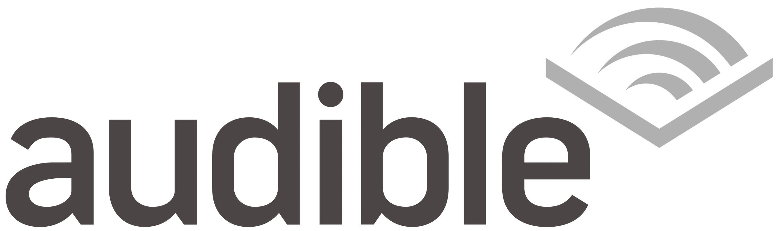 Amazon logo with the word 'audible' and a stylized sound wave icon.