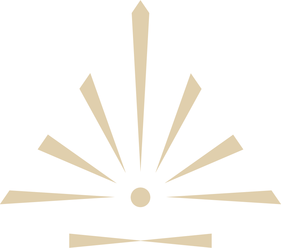 Dr. Reuben logo, featuring an abstract geometric pattern with a central circle and radiating lines on a black background.
