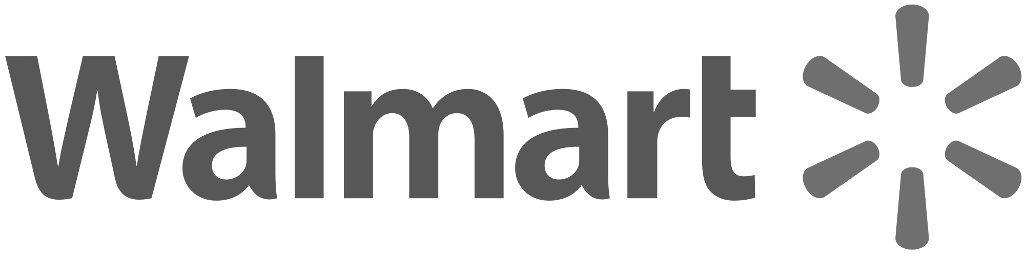 Walmart logo in gray with stylized spark next to the word.