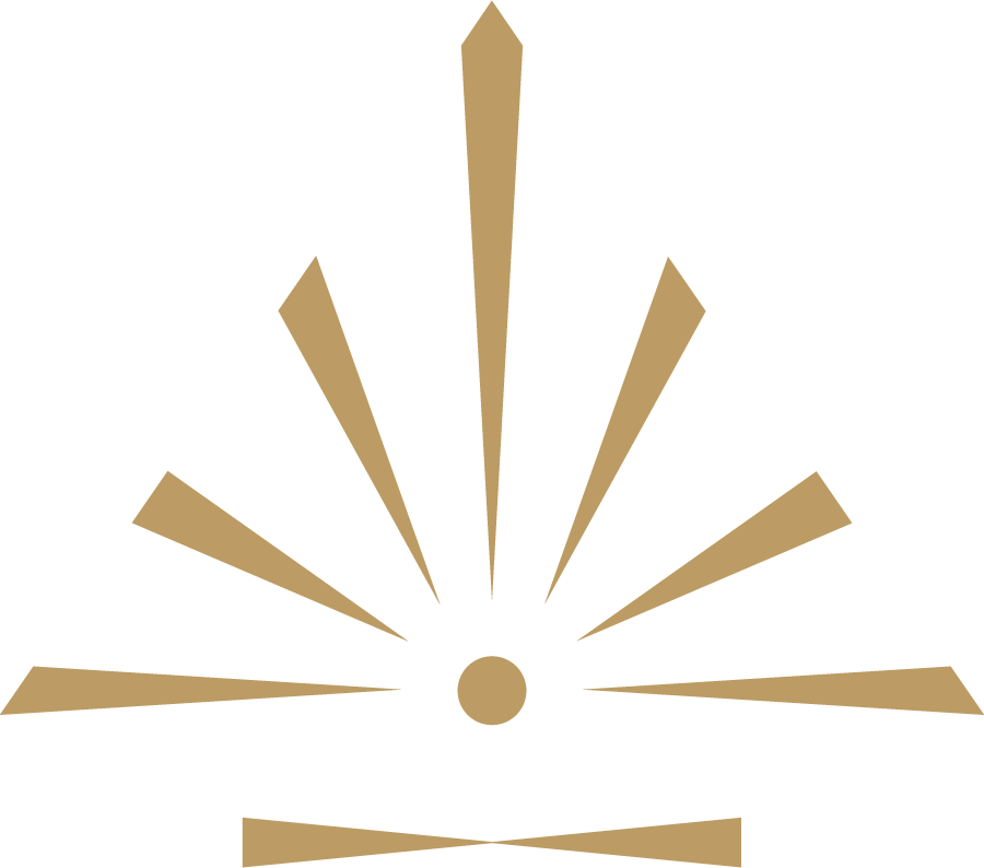 Dr. Reuben logo, featuring an abstract geometric pattern with a central circle and radiating lines on a black background.