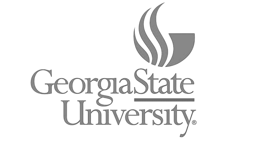 Black and white logo of Georgia State University, featuring a stylized flame above a book, with the text 'Georgia State University' below.