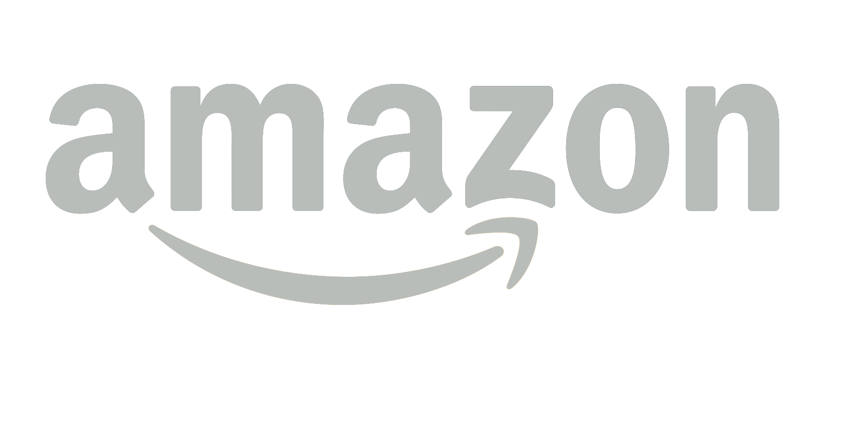 Amazon logo with gray text and curved arrow underneath.