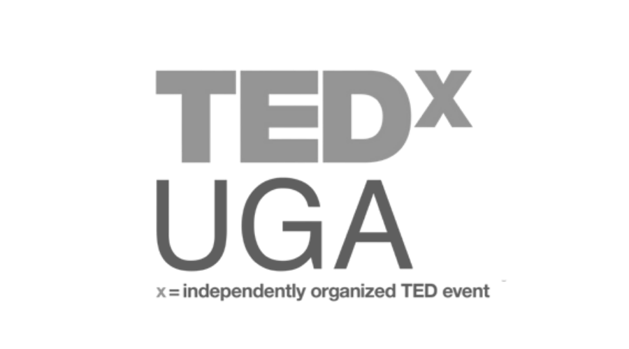 TEDxUGA logo with the tagline 'x = independently organized TED event'.
