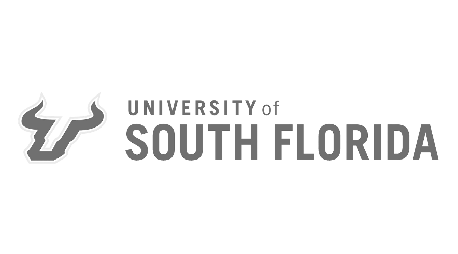 The logo of the University of South Florida, featuring a stylized bullhead and the university's name in gray text.