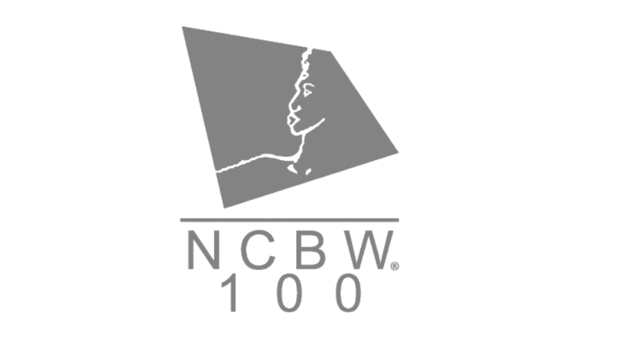 Logo with a tilted rectangular shape featuring a cracked map outline and the text 'NCBW 100' underneath.