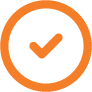 A circular orange icon with a white checkmark in the center.