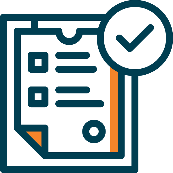 Icon of a document with a checkmark indicating approval or completion.