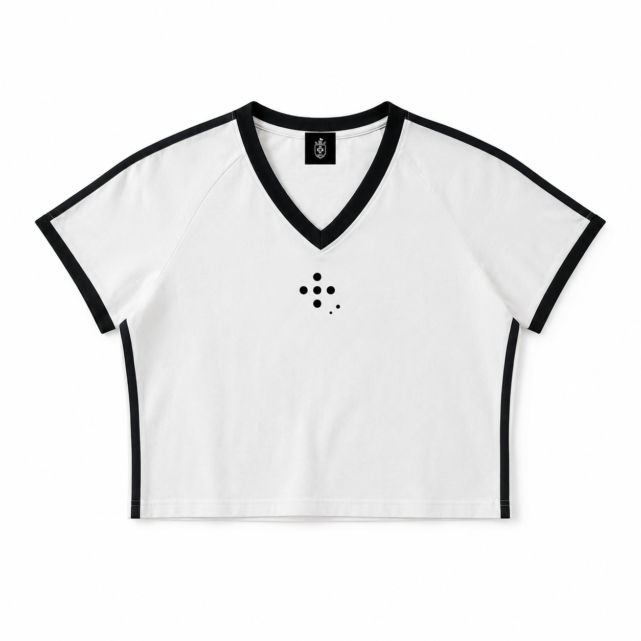 FAIAL Women's Retro Binding V-Neck Crop T-Shirt