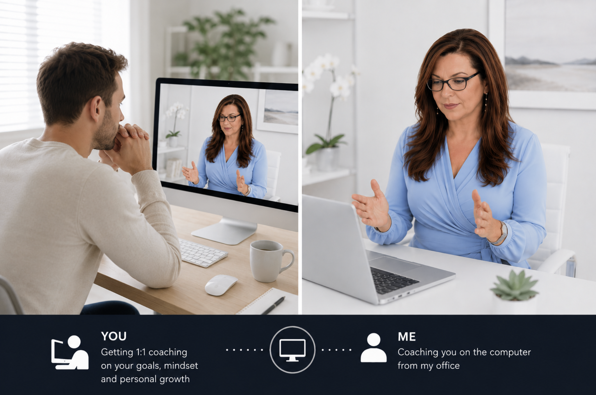 Michelle Thompson client on video call experiencing live coaching session