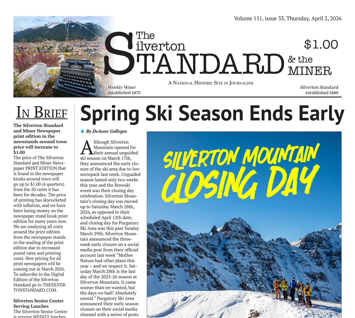 1/4 Page Ad in Newspaper and Promotion on Website