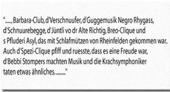 Ausschnitt aus einem Text in deutscher Sprache, der sich auf Musik, bekannte Künstler und kleine Details bezieht.