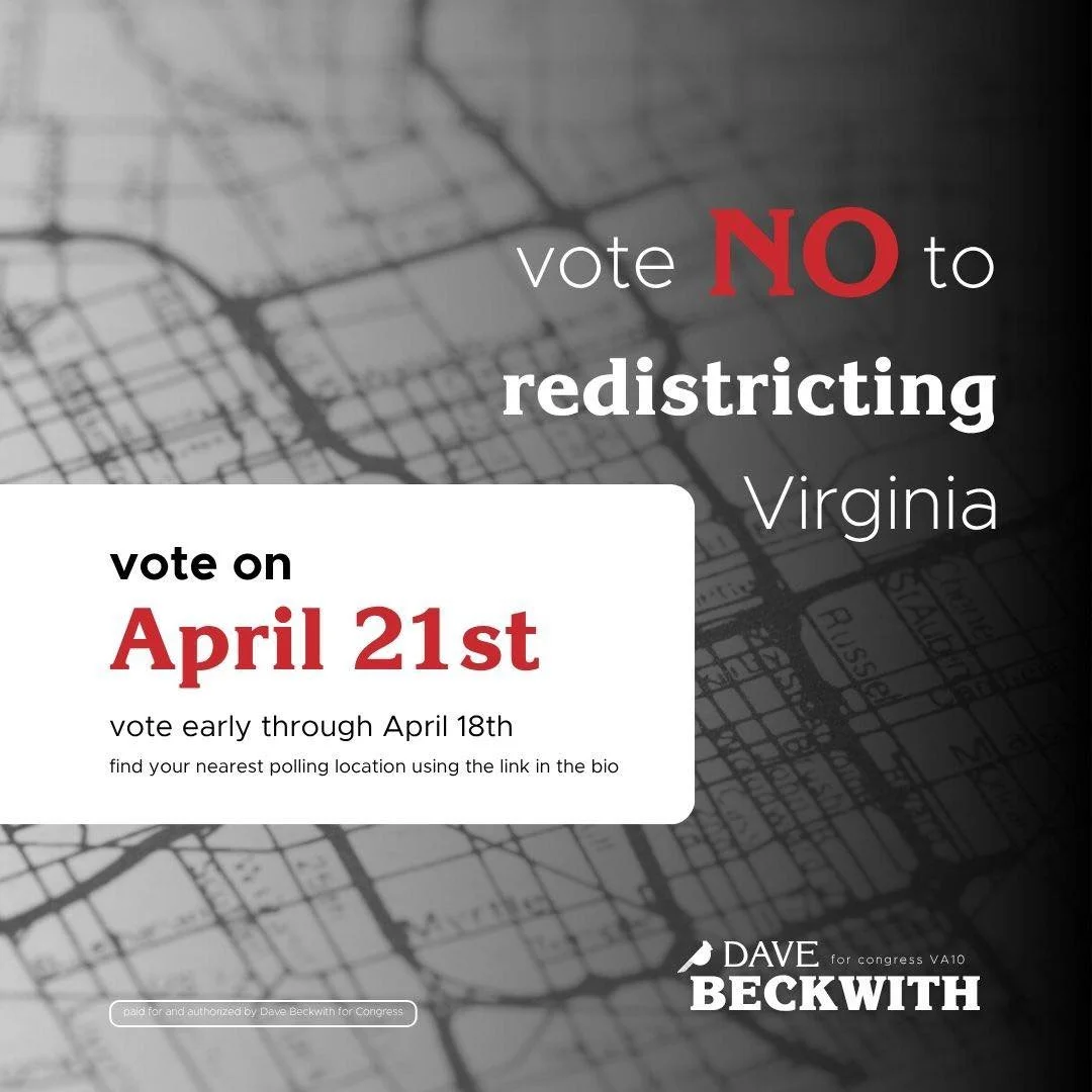 Virginia is currently considering a redistricting plan that would redraw our congressional maps in a way that heavily advantages one political party. I want to take a moment to explain why I think this matters and where I stand.

Redistricting is the